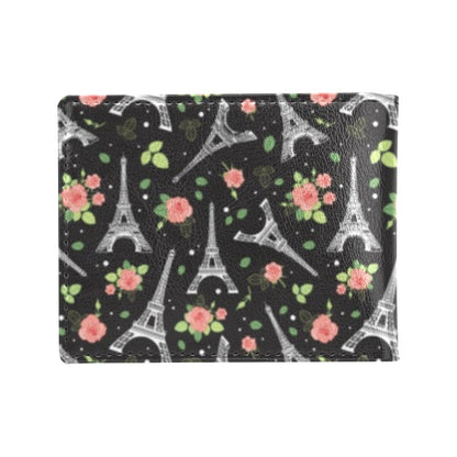 Eiffel Tower Rose Print Men's ID Card Wallet
