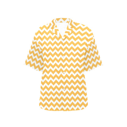 Chevron Orange Pattern Print Design 01 Women's Hawaiian Shirt
