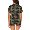 Tiger Gold Print Design LKS307 Women's Short Pajama Set