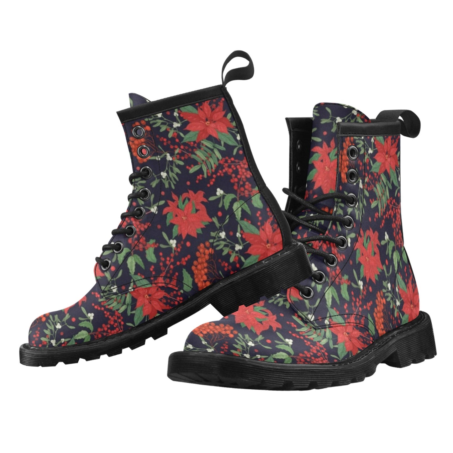 Poinsettia Pattern Print Design POT02 Women's Boots