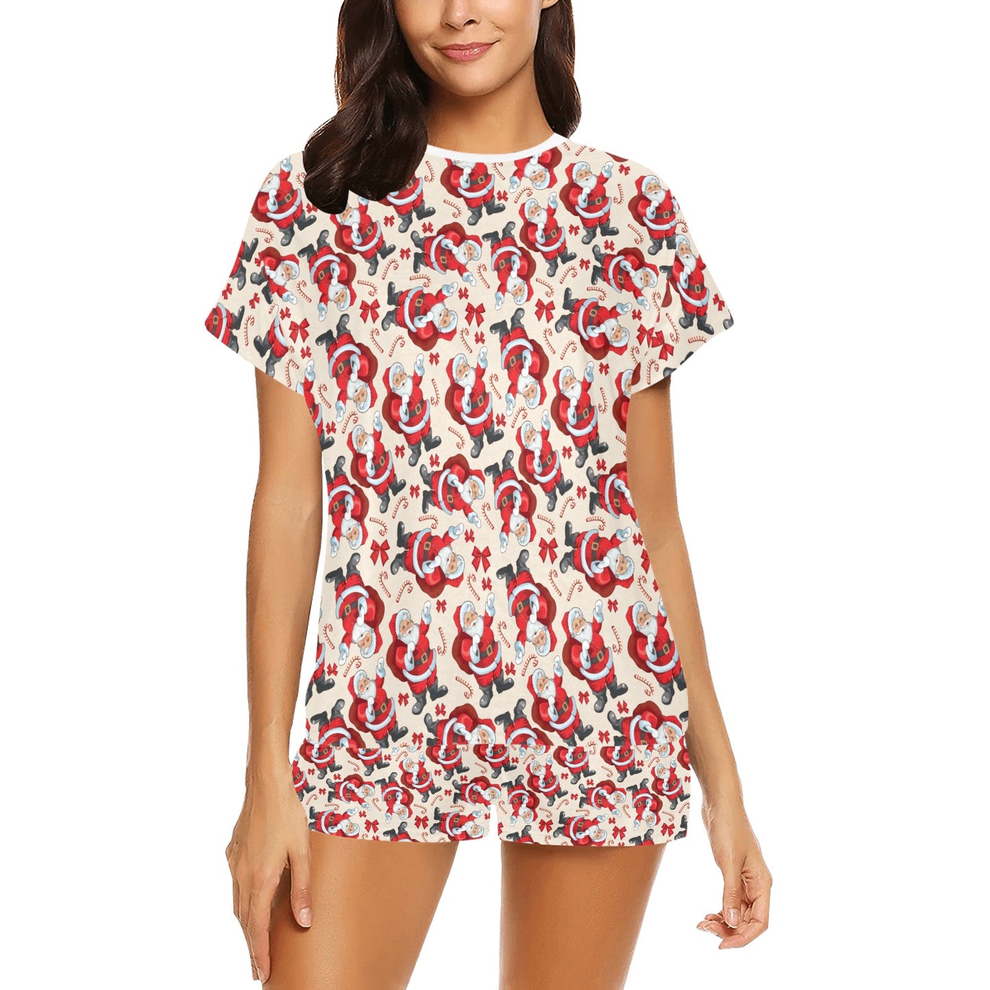 Santa Christmas Themed Print Design LKS302 Women's Short Pajama Set