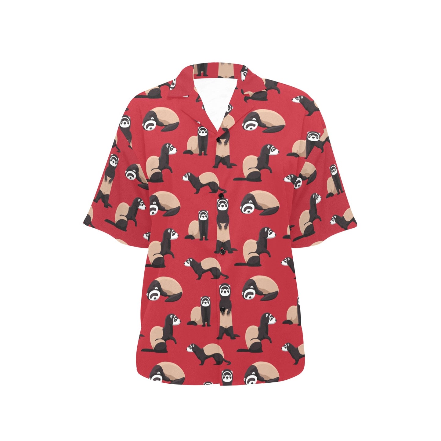 Ferret Pattern Print Design 02 Women's Hawaiian Shirt