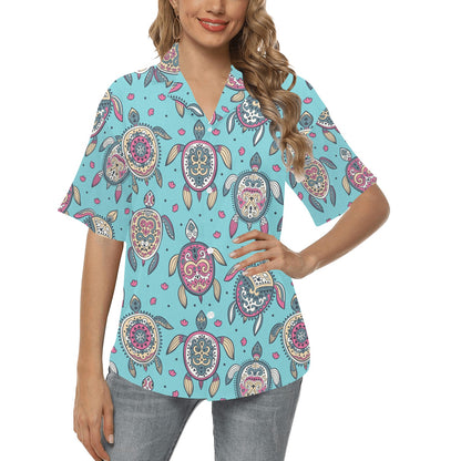 Sea Turtle Art Pattern Women's Hawaiian Shirt