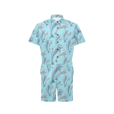 Dolphin Print Pattern Men's Romper