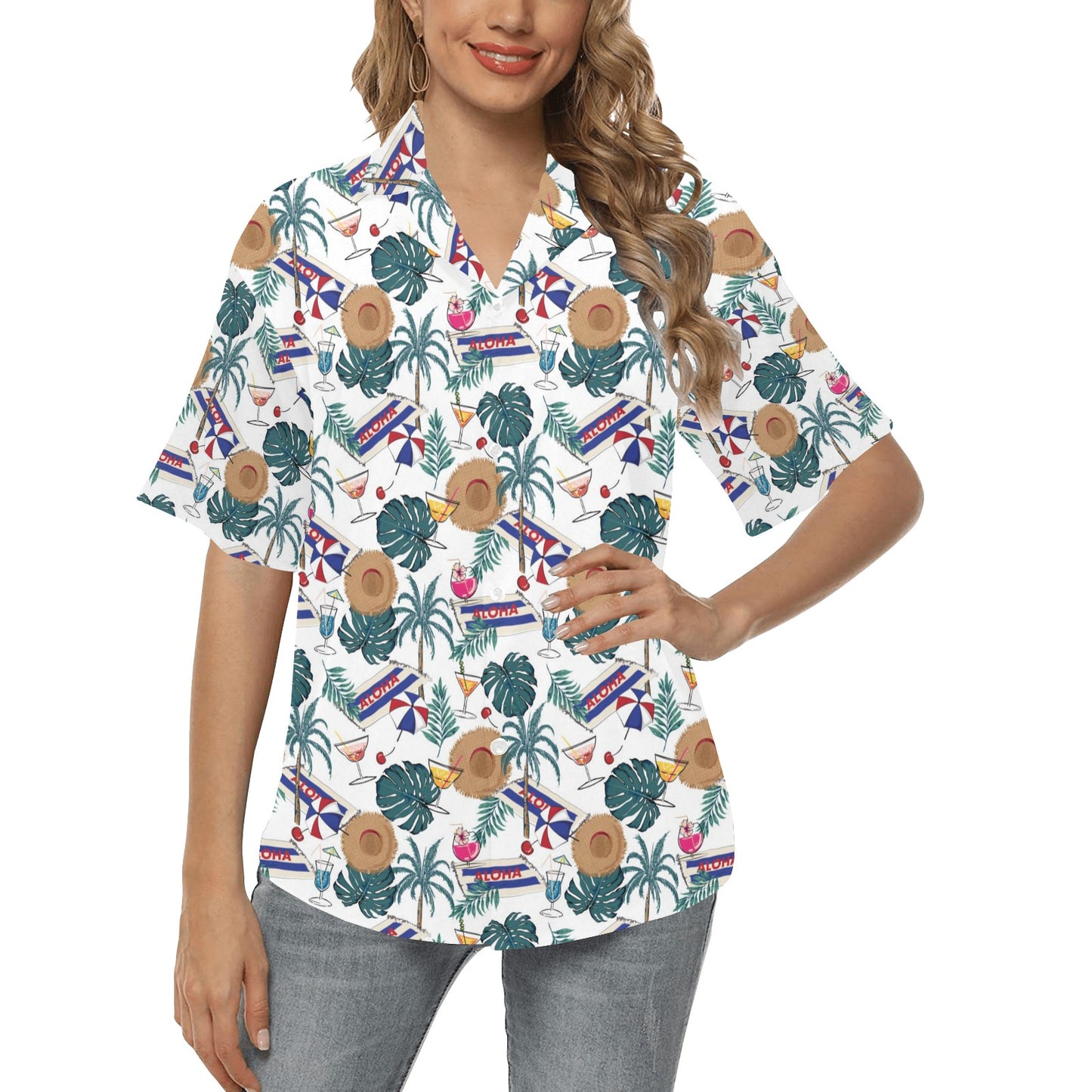 Aloha Hawaii Beach Pattern Print Design 04 Women's Hawaiian Shirt