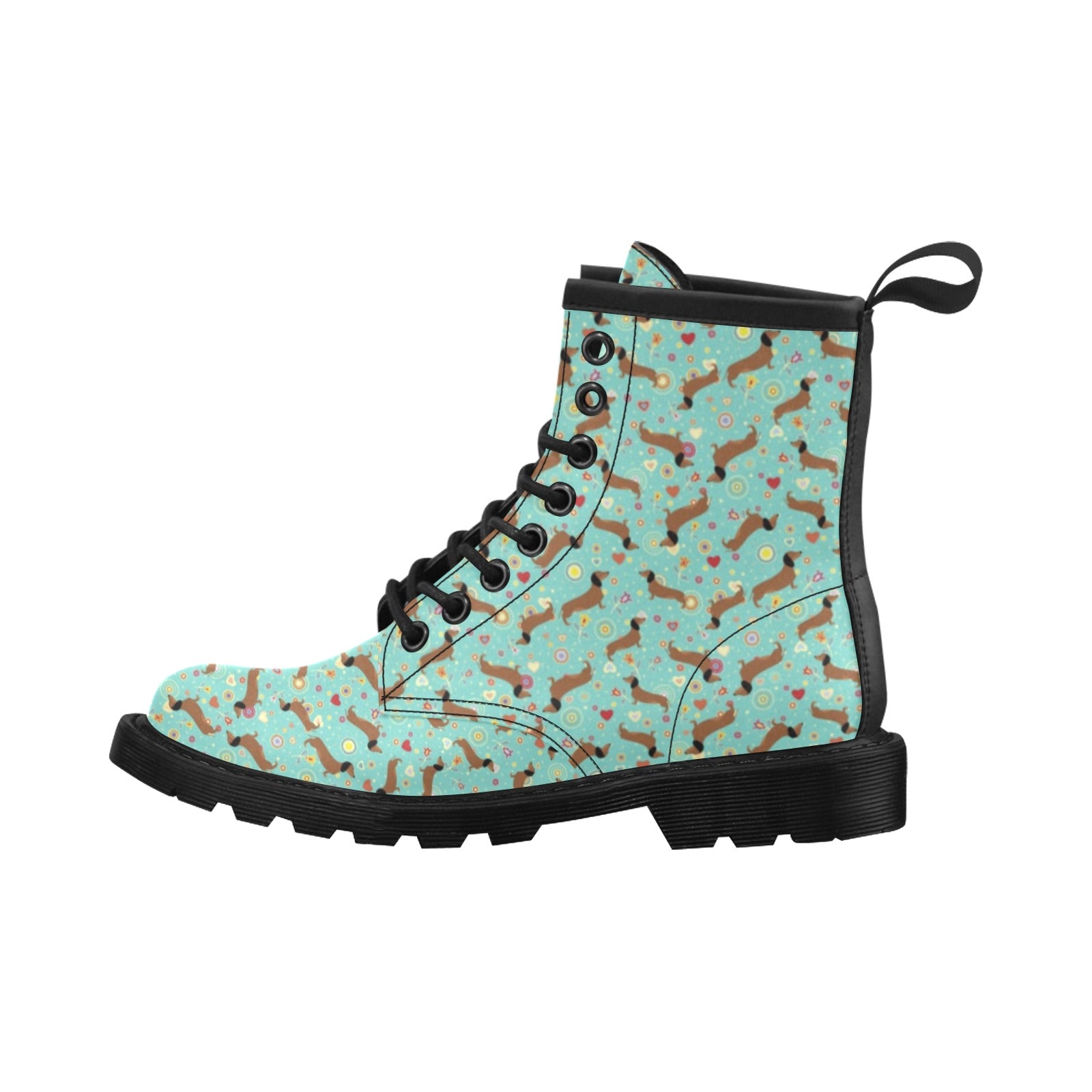 Dachshund with Floral Print Pattern Women's Boots