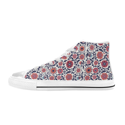 Suzani Print Design LKS304 High Top Women's White Shoes