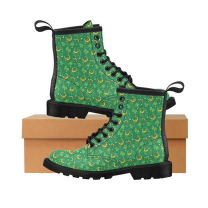 Shamrock With Horse Shoes Print Design LKS305 Women's Boots
