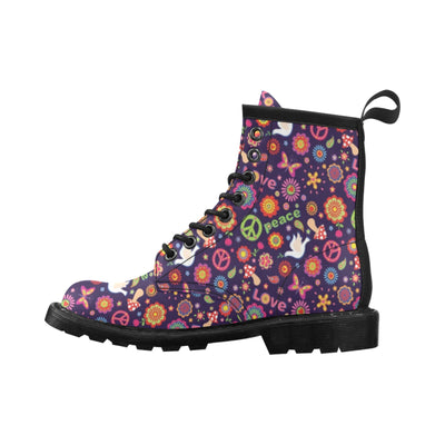 Flower Power Peace Design Print Women's Boots
