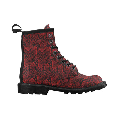 Paisley Red Design Print Women's Boots