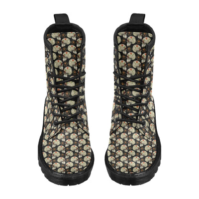 Sugar Skull Flower Design Themed Print Women's Boots