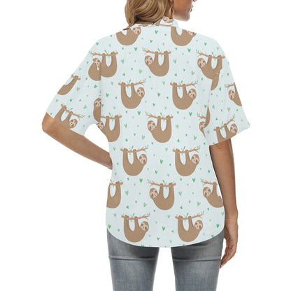 Sloth Print Design LKS308 Women's Hawaiian Shirt