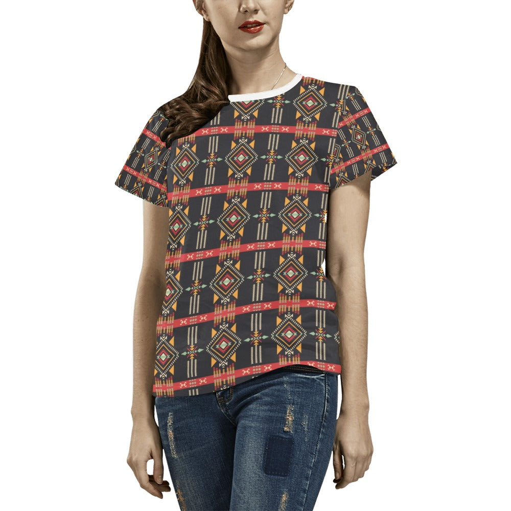 Southwest Pattern Print Design LKS303 Women's  T-shirt