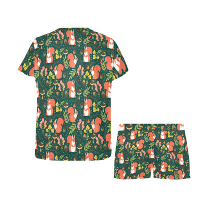 Squirrel Print Design LKS302 Women's Short Pajama Set