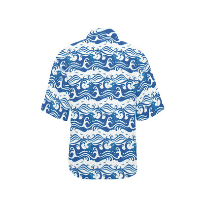 Wave Print Design LKS303 Women's Hawaiian Shirt