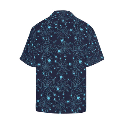Spider Web Blue Print Design LKS304 Men's Hawaiian Shirt