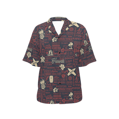 Hawaiian Themed Pattern Print Design H017 Women's Hawaiian Shirt