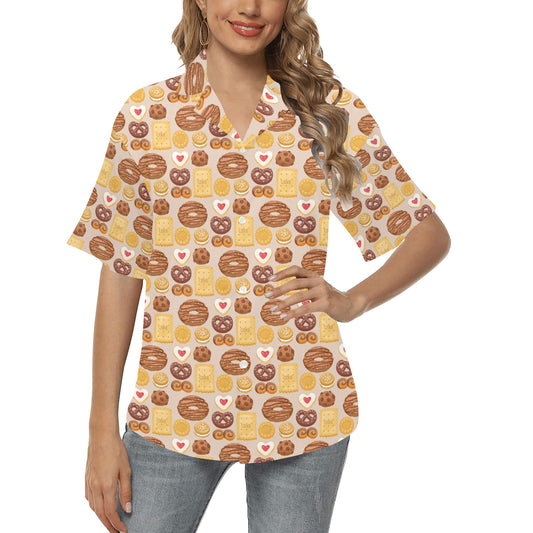 Cookie Pattern Print Design 02 Women's Hawaiian Shirt