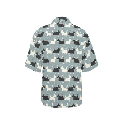 Scottish Terriers Print Design LKS301 Women's Hawaiian Shirt