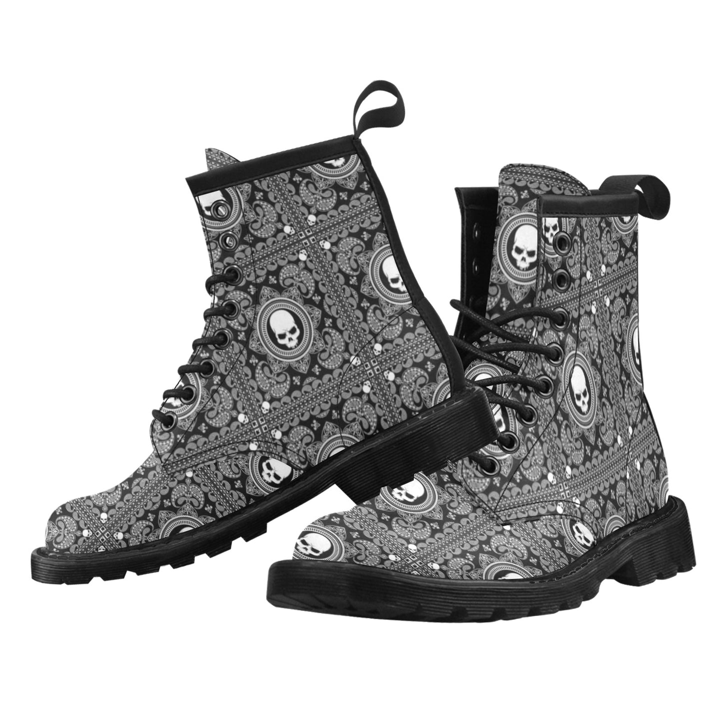 Bandana Skull Print Design LKS303 Women's Boots