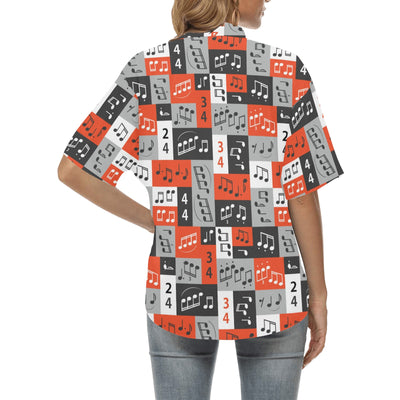 Music Note Design Themed Print Women's Hawaiian Shirt