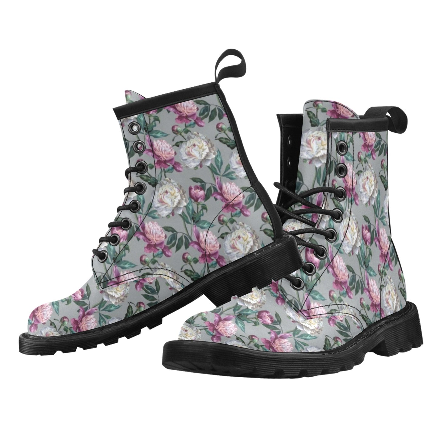 Peony Pattern Print Design PE01 Women's Boots