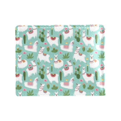 Llama with Cactus Themed Print Men's ID Card Wallet