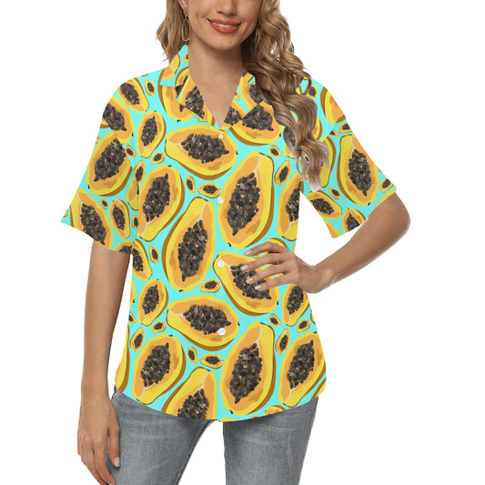 Papaya Pattern Print Design PP03 Women's Hawaiian Shirt