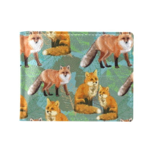 Fox Autumn leaves Themed Men's ID Card Wallet
