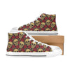 Skull And Roses Print Design LKS302 High Top Women's White Shoes