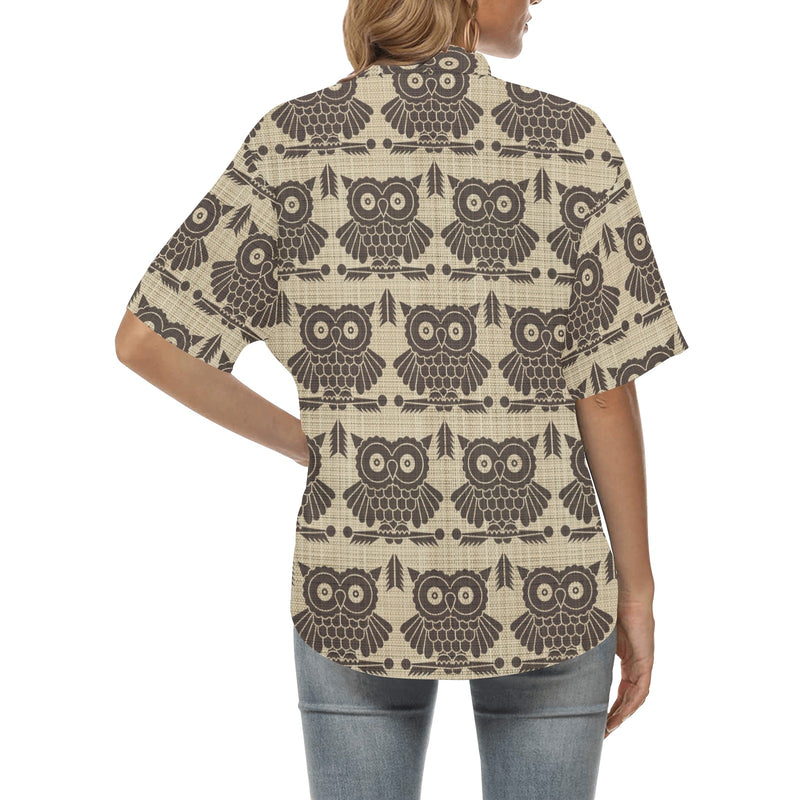 Owl Pattern Print Design A01 Women's Hawaiian Shirt