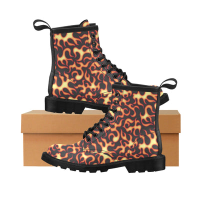 Flame Fire Themed Print Women's Boots