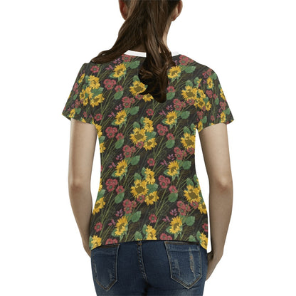 Sunflower Print Design LKS303 Women's  T-shirt