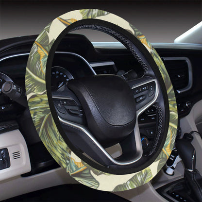 Banana Leaf Pattern Print Design BL08 Steering Wheel Cover with Elastic Edge