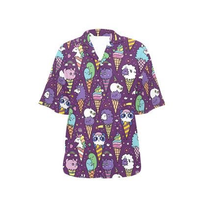 Ice Cream Pattern Print Design IC07 Women's Hawaiian Shirt