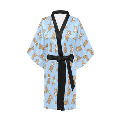 Pembroke Welsh Corgis Pattern Print Design A05 Women's Short Kimono