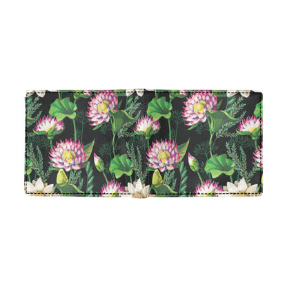Water Lily Pattern Print Design WL010 Men's ID Card Wallet