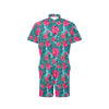 Red Hibiscus Pattern Print Design HB017 Men's Romper