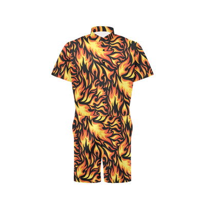 Flame Fire Design Pattern Men's Romper