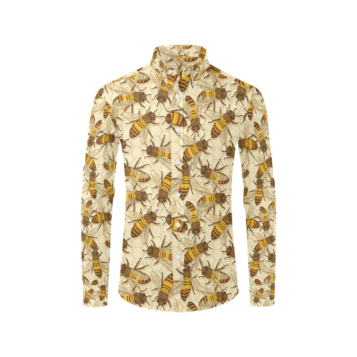 Bee Pattern Print Design BEE05 Men's Long Sleeve Shirt