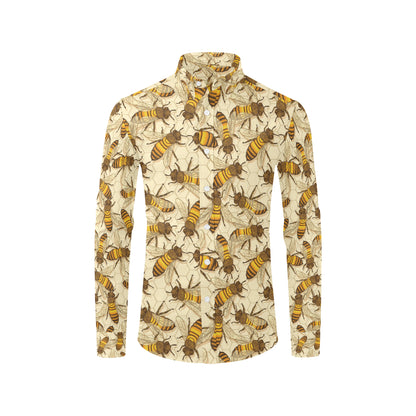 Bee Pattern Print Design BEE05 Men's Long Sleeve Shirt