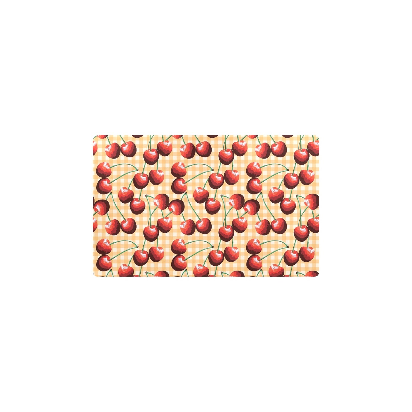 Cherry Orange Plaid Print Kitchen Mat
