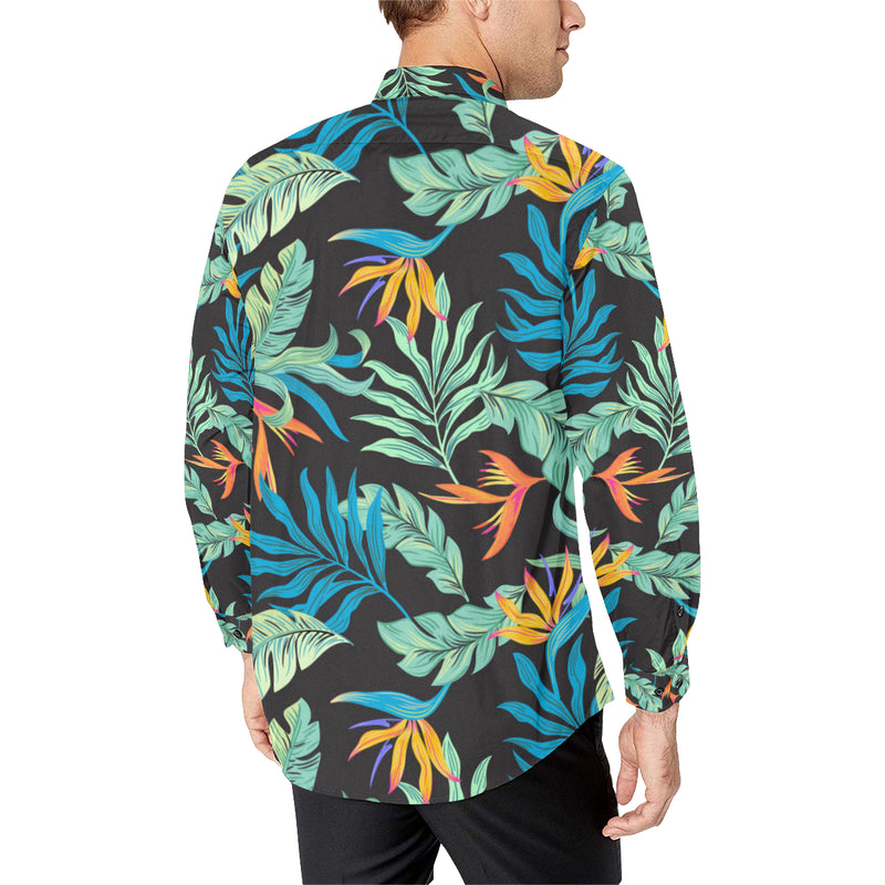 Tropical Palm Leaves Hawaiian Flower Men's Long Sleeve Shirt