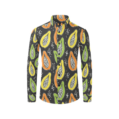Papaya Pattern Print Design PP05 Men's Long Sleeve Shirt
