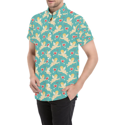 Cupid Pattern Print Design 01 Men's Short Sleeve Button Up Shirt