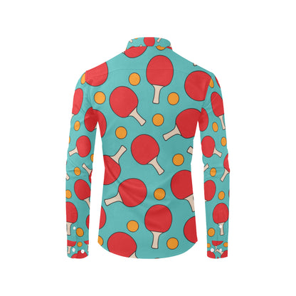 Ping Pong Pattern Print Design A01 Men's Long Sleeve Shirt