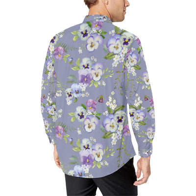 Pansy Pattern Print Design PS05 Men's Long Sleeve Shirt