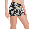 Orchid White Pattern Print Design OR011 Yoga Shorts