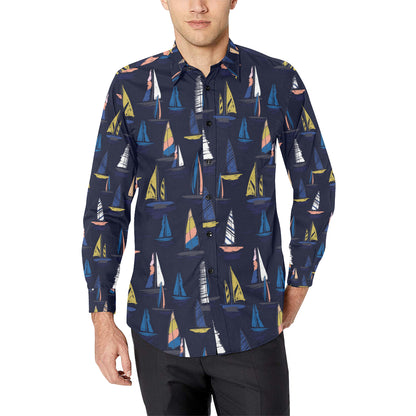 Sailing Ships Pattern Print Design A03 Men's Long Sleeve Shirt