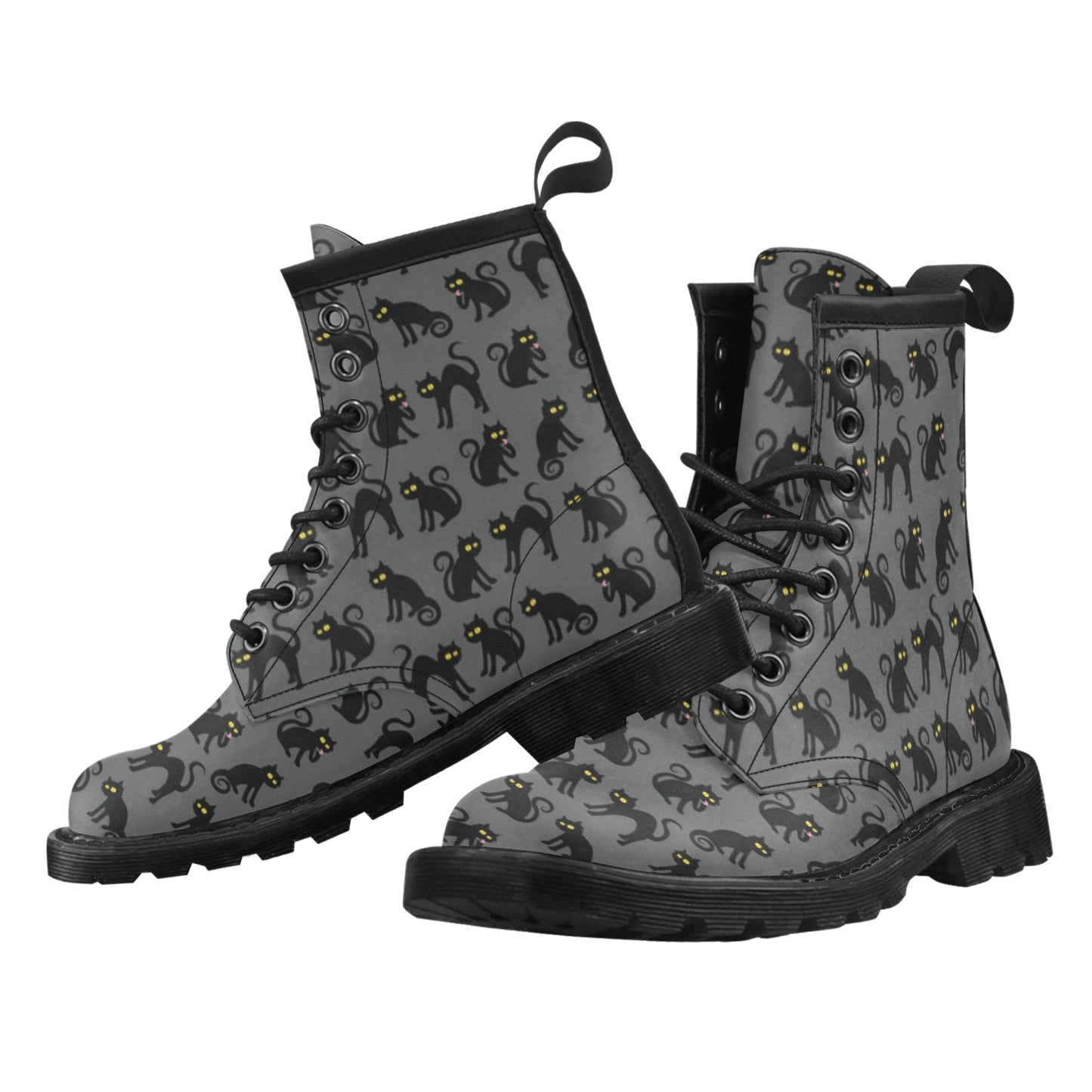 Black Cat Cute Print Pattern Women's Boots